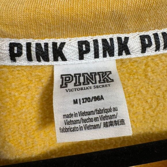 PINK Victorias Secret Golden Yellow Antiqued Quarter Zip Sweater Medium - Picture 5 of 6